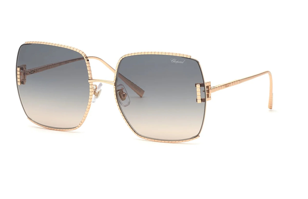Chopard SCHG30M 08FC – Gold oversized frame shaded grey lens sunglasses